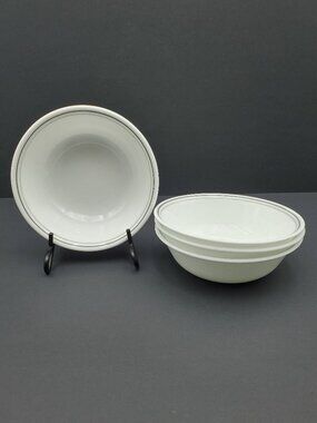 Corelle Misty Leaves Soup Bowls Corning White Cereal Bowls with Gray Bands
